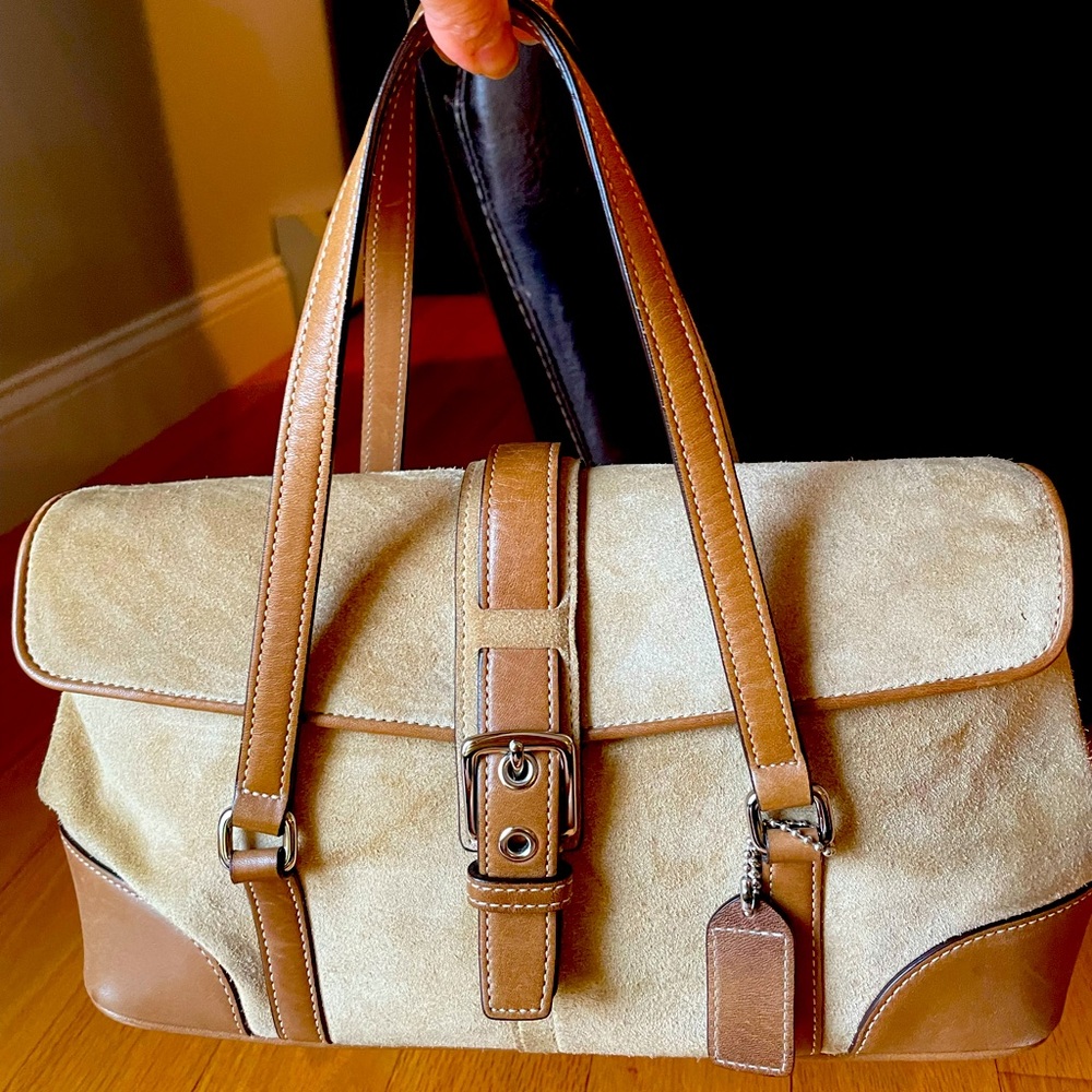Coach Satchel handbag - suede and leather